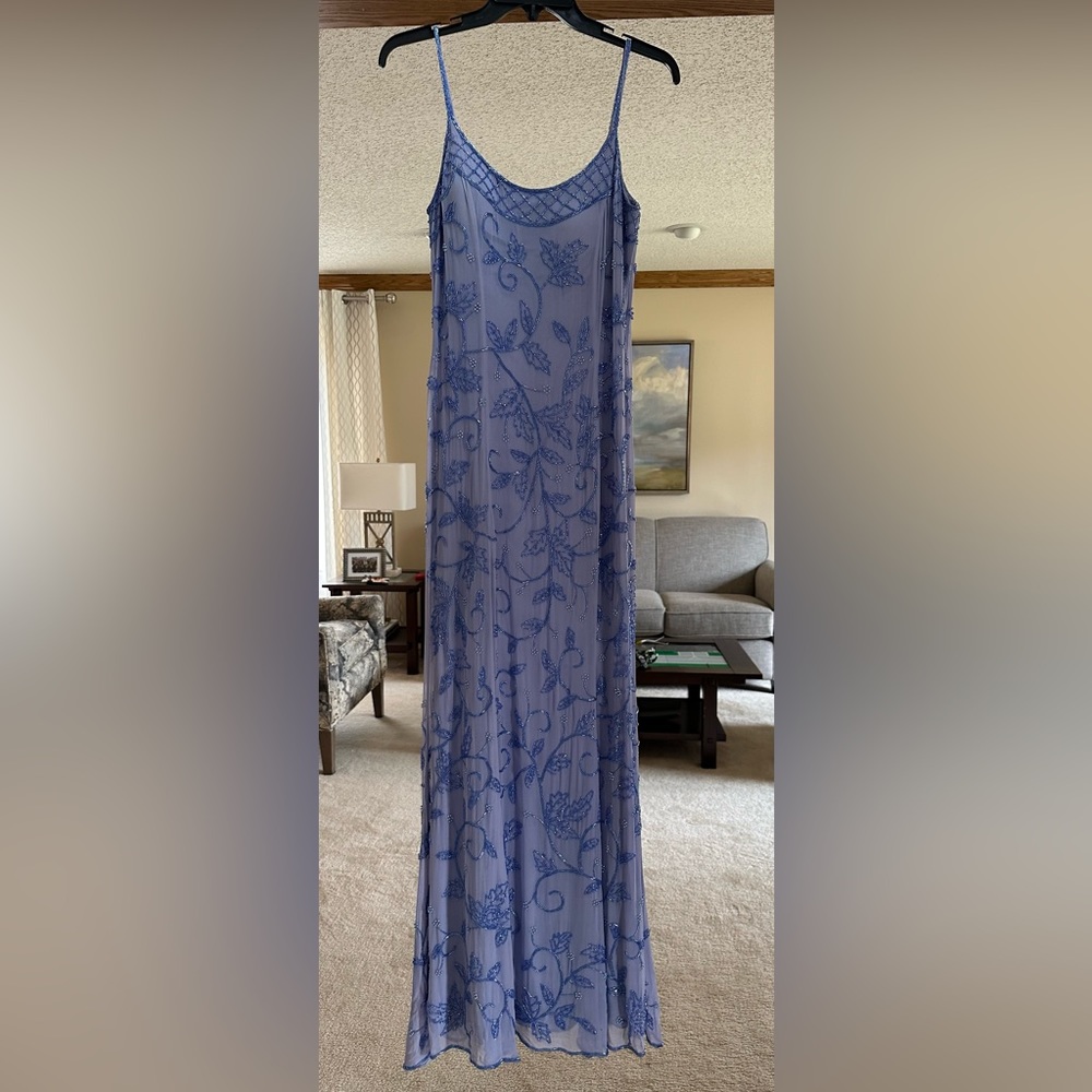 Lavender spaghetti strap beaded dress, size 10